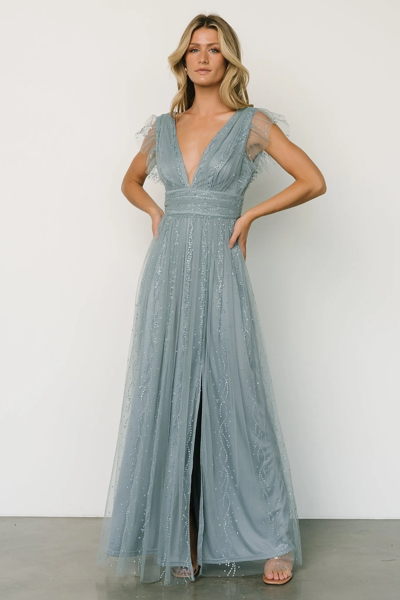 Annika Sequin Mesh Maxi Dress | Slate