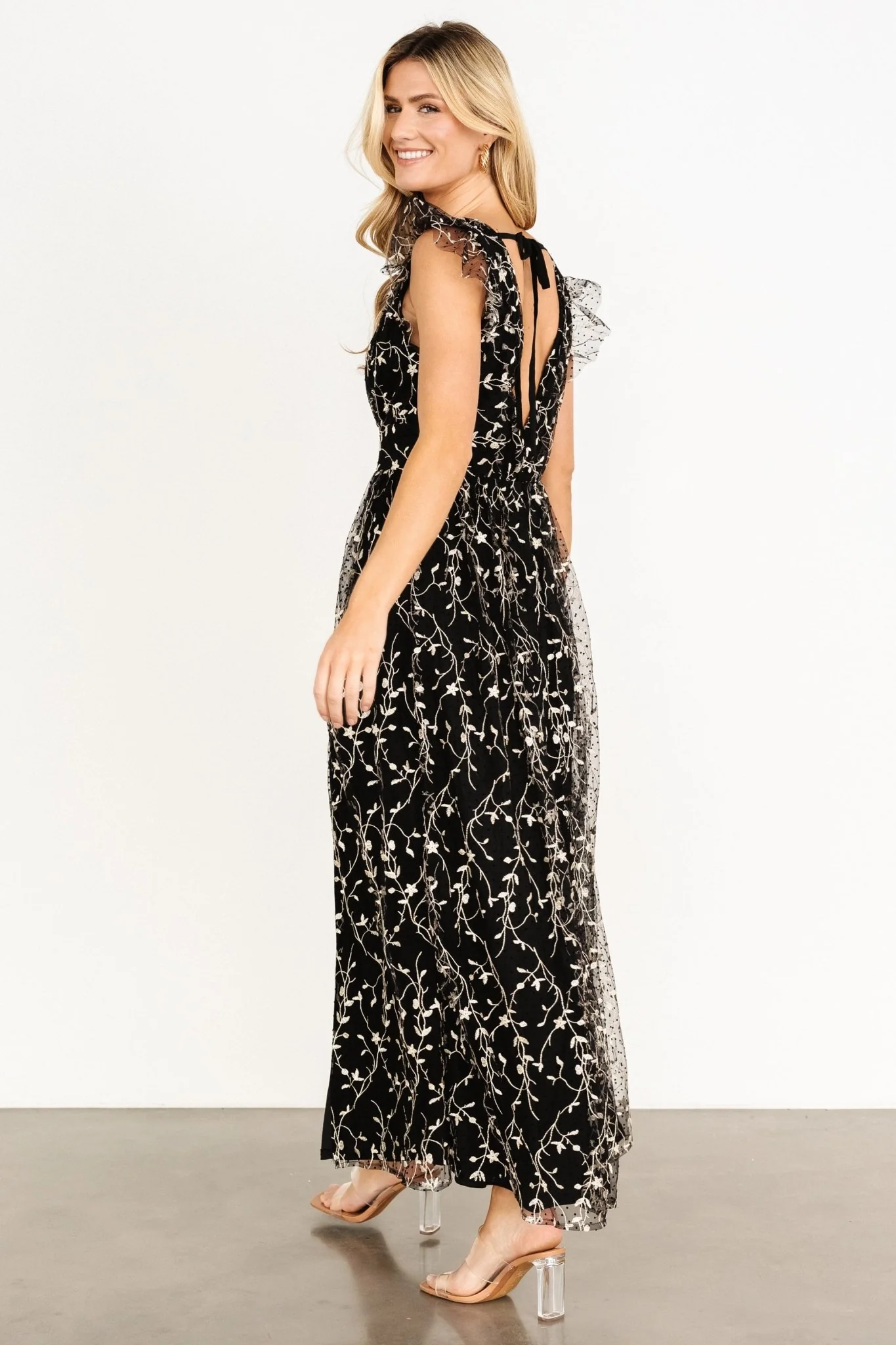 Orza Embroidered Maxi Dress | Black