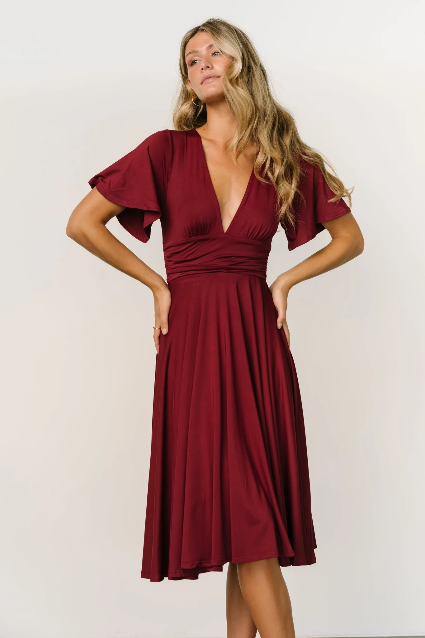 Janette Midi Dress | Wine