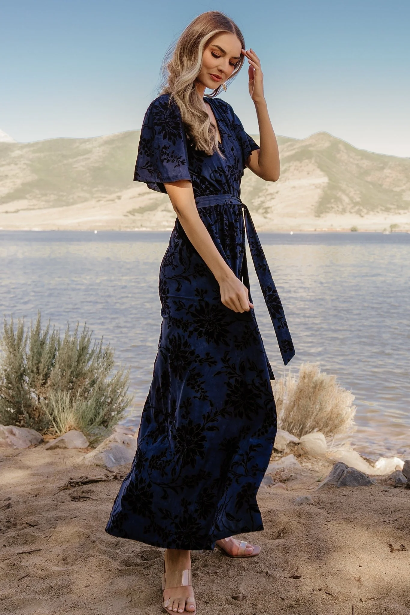 Uma Velvet Maxi Dress | Navy