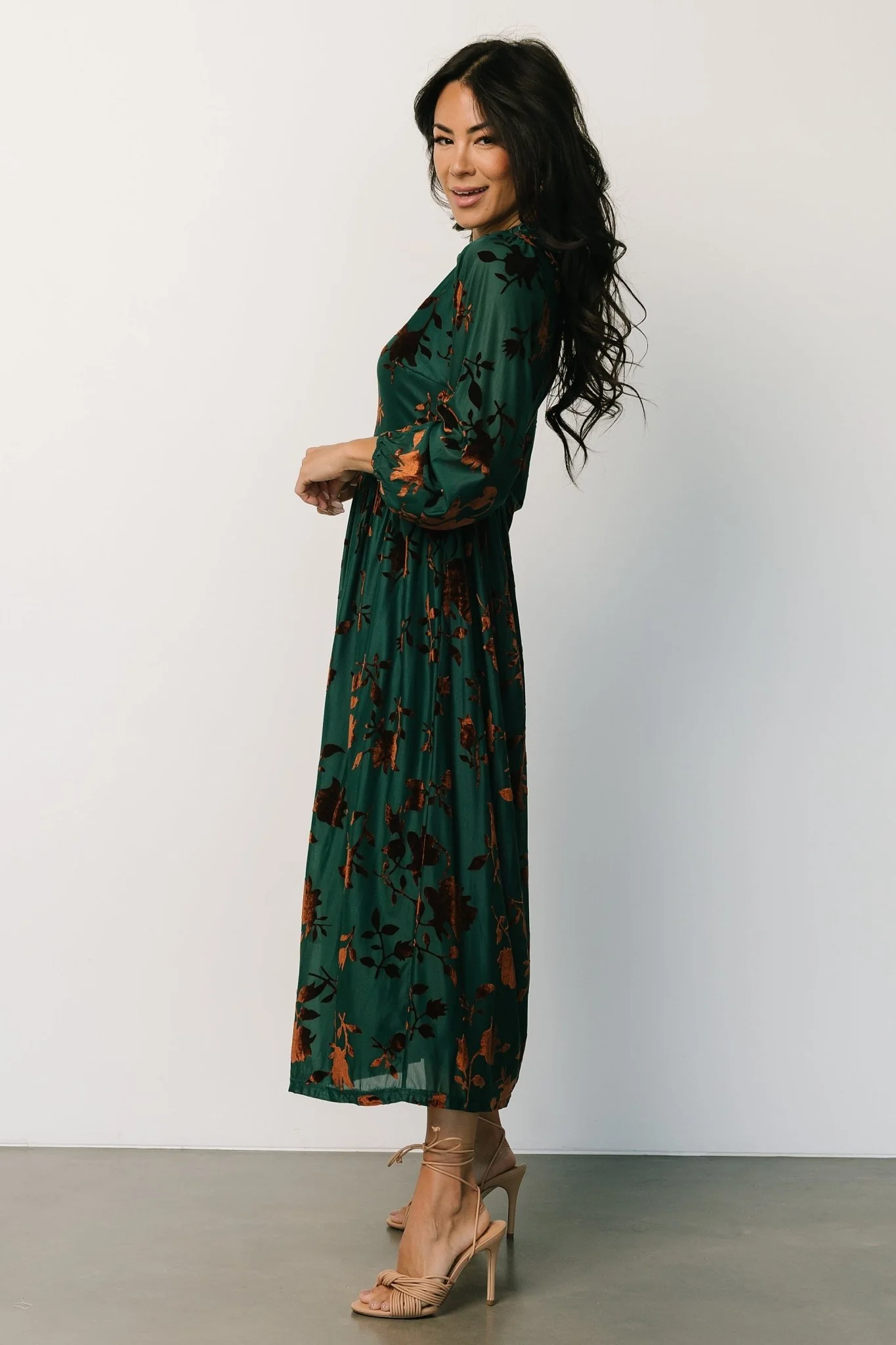 Christine Velvet Embossed Midi Dress | Jade
