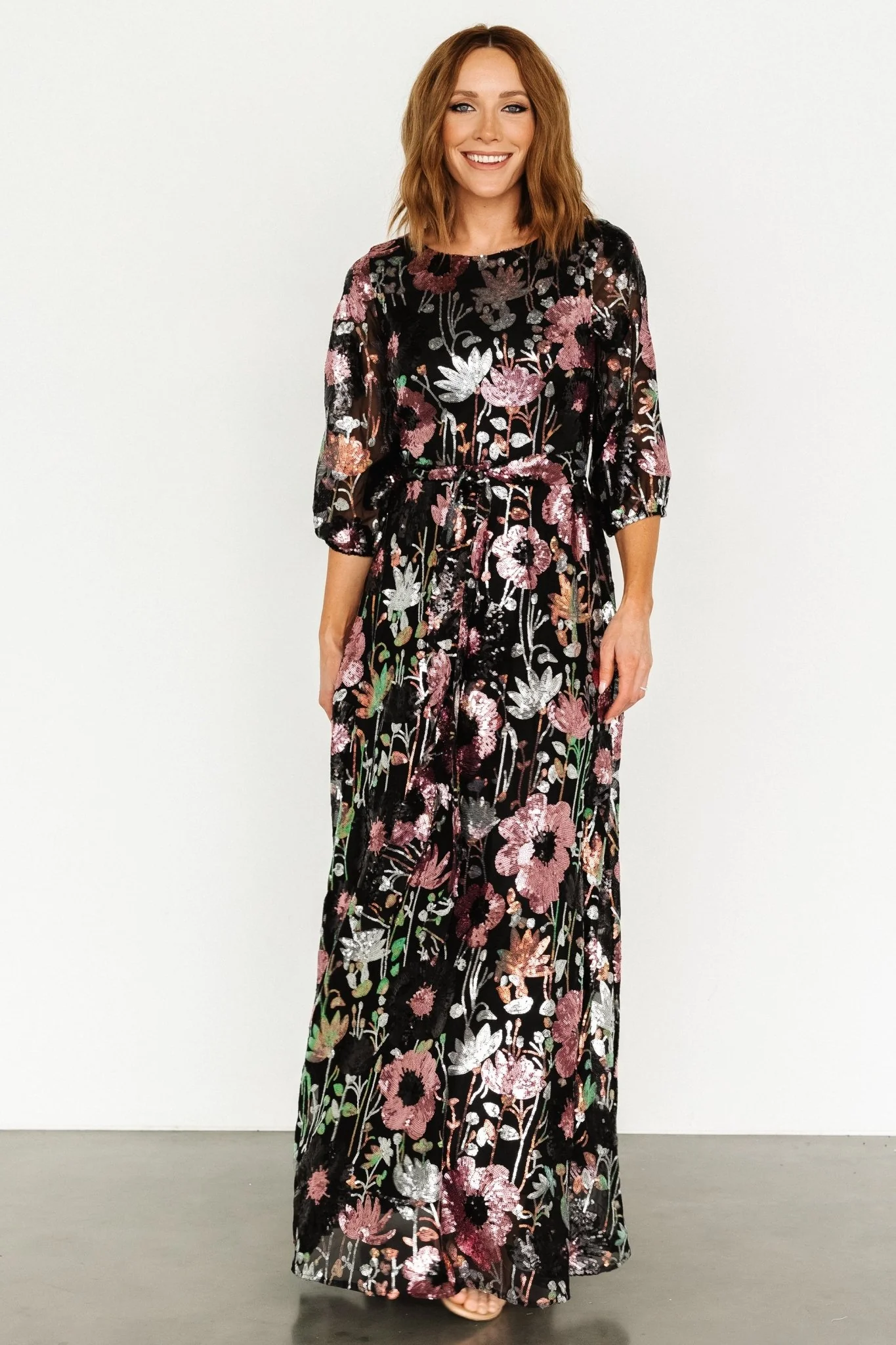 Destiny Sequin Maxi Dress | Black Multi