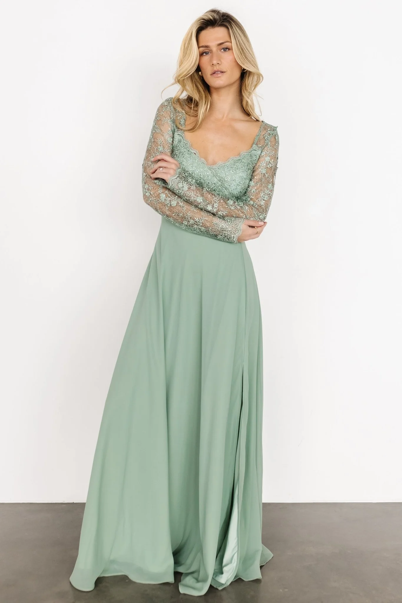 Adalaide Long Sleeve Maxi Dress | Dusty Sage
