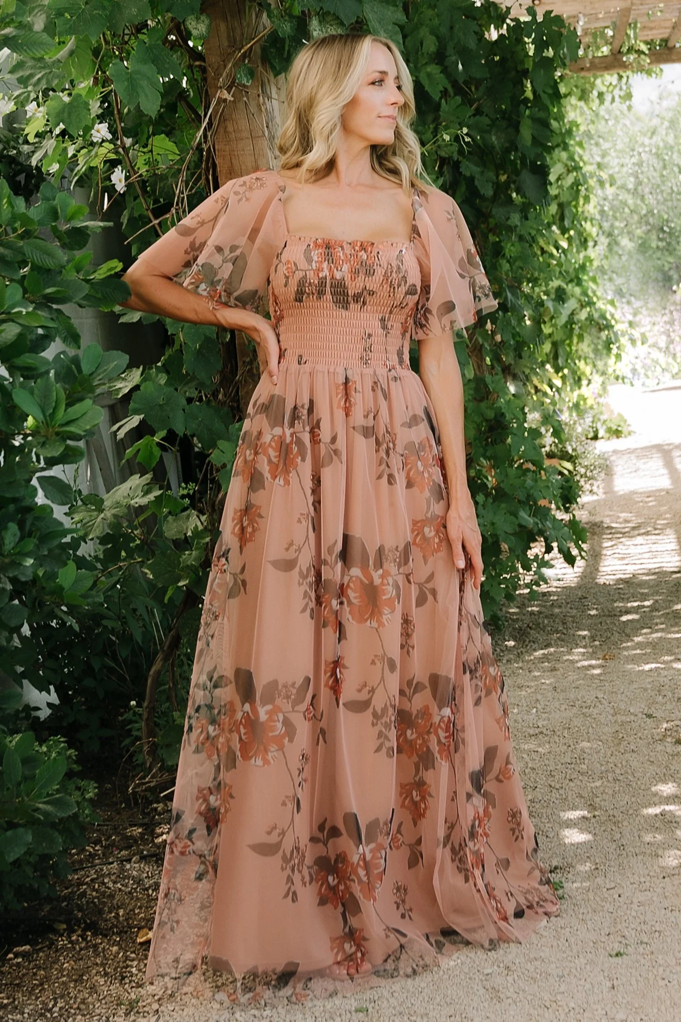 Cassandra Tulle Maxi Dress | Copper Floral