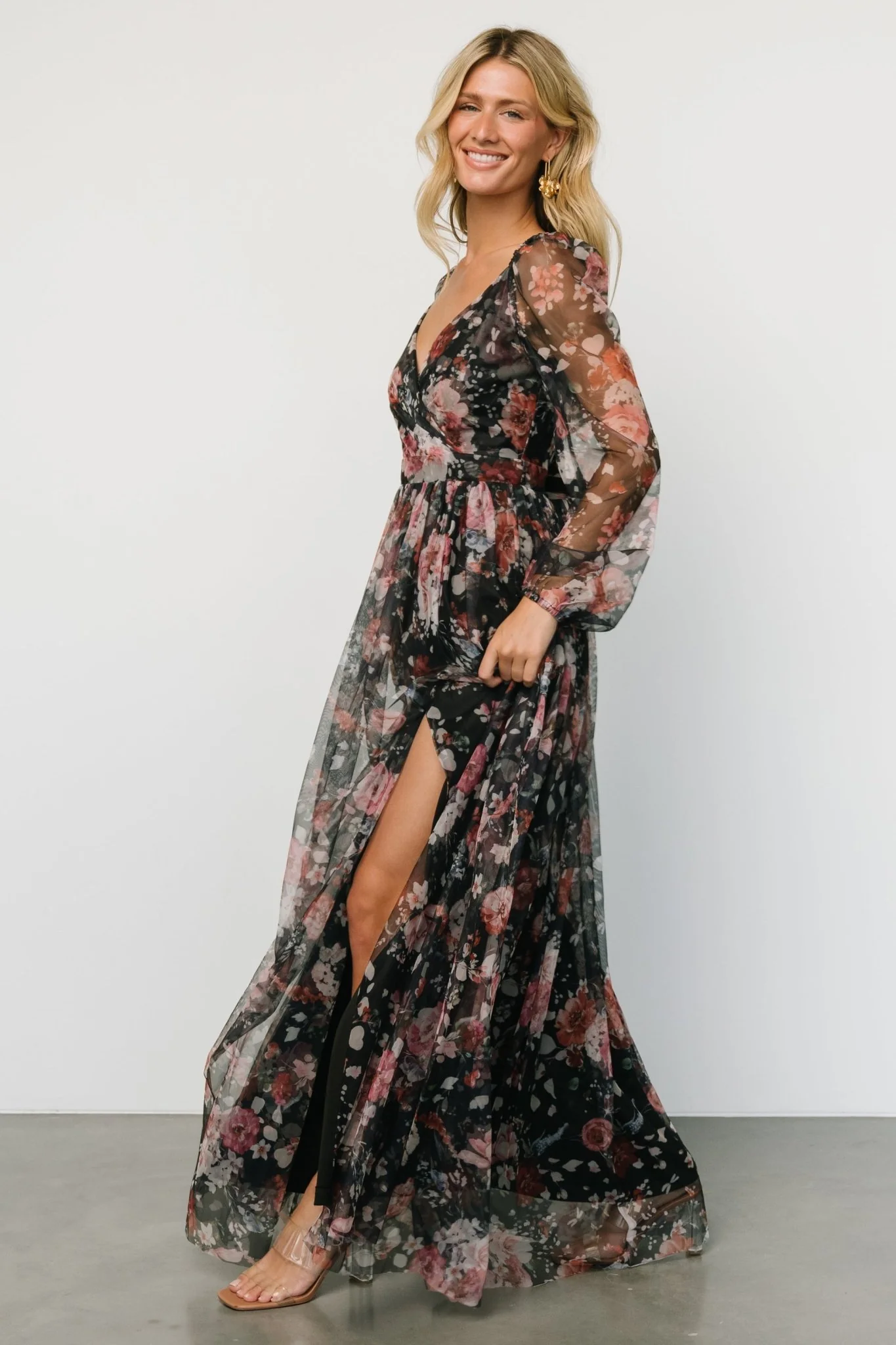 Desiree Tulle Maxi Dress | Black + Berry