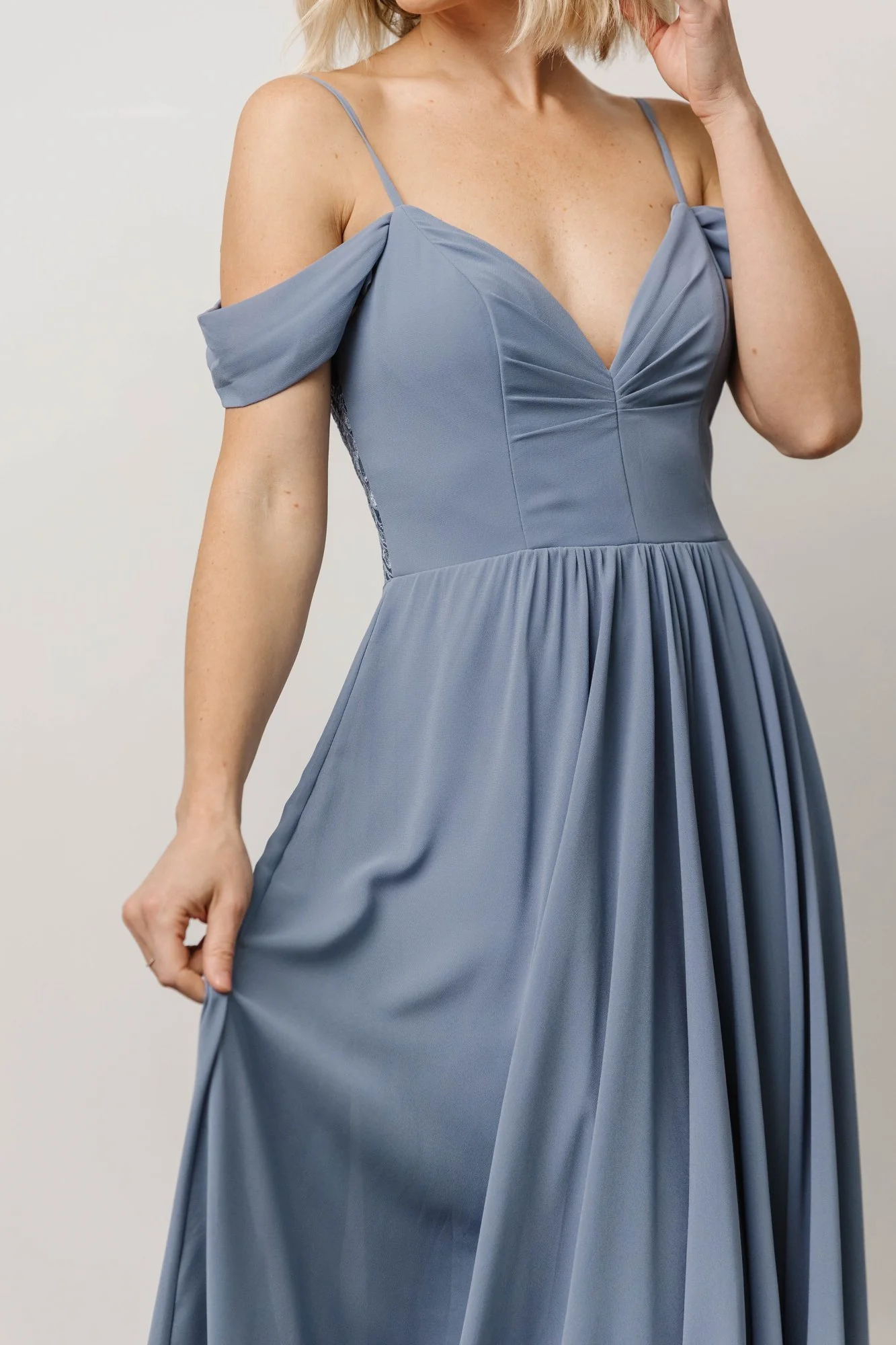 Bianca Lace Maxi Dress | Dusty Blue