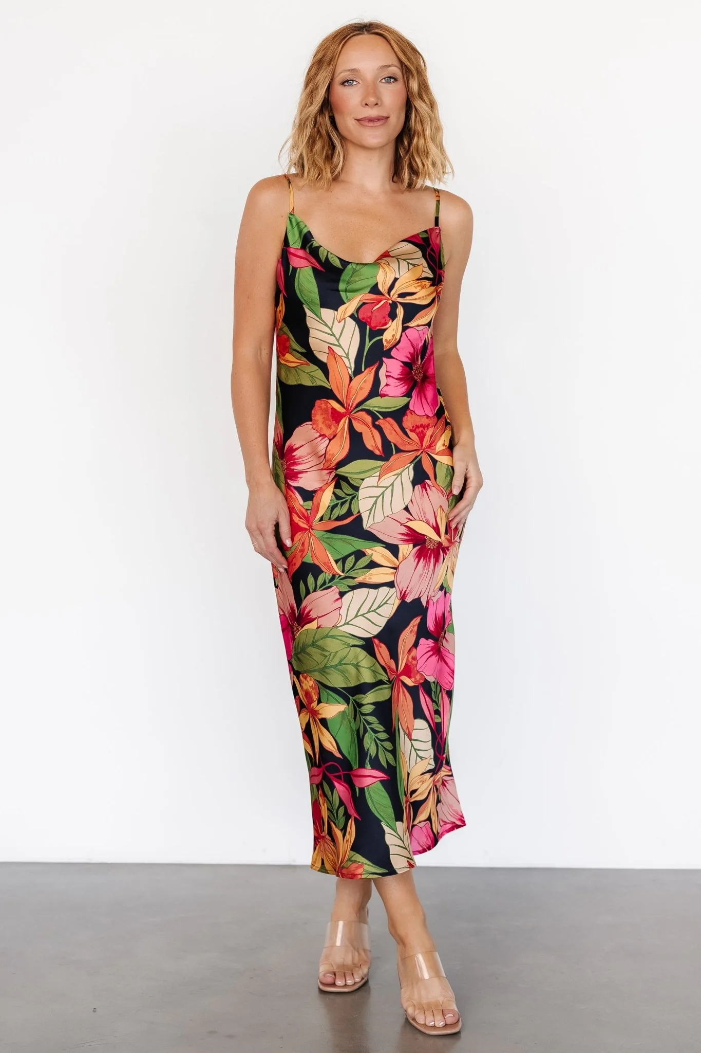 Kala Slip Midi Dress | Black Multi Floral