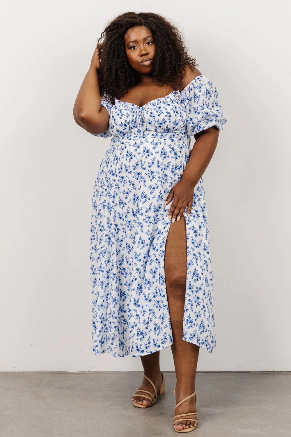 Gwen Smocked Midi Dress | Blue Floral