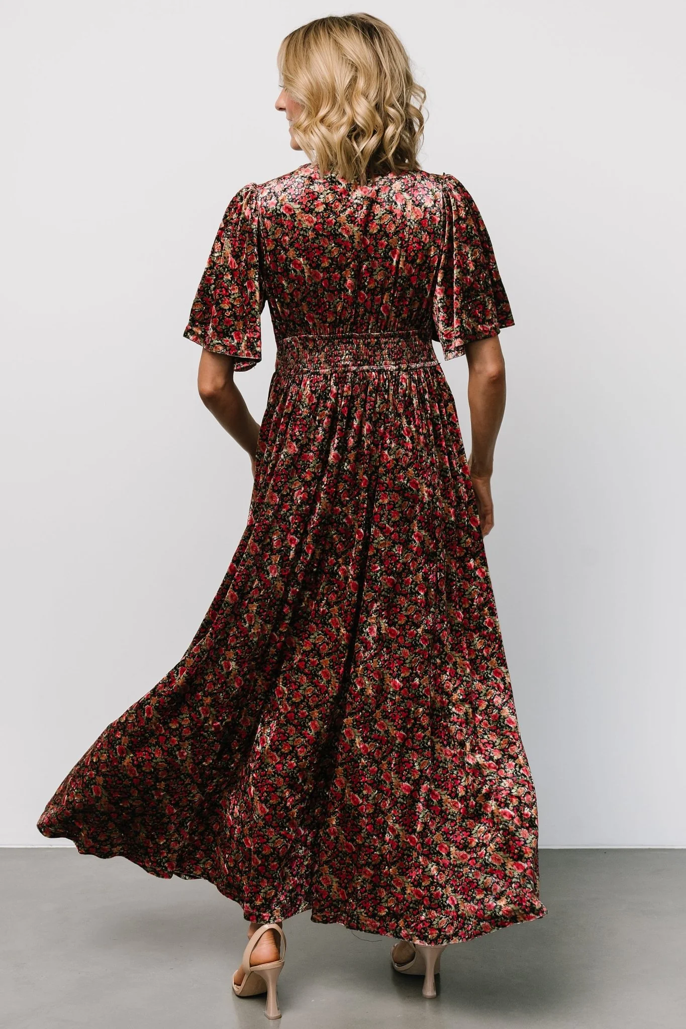 Irina Velvet Maxi Dress | Black Multi Floral