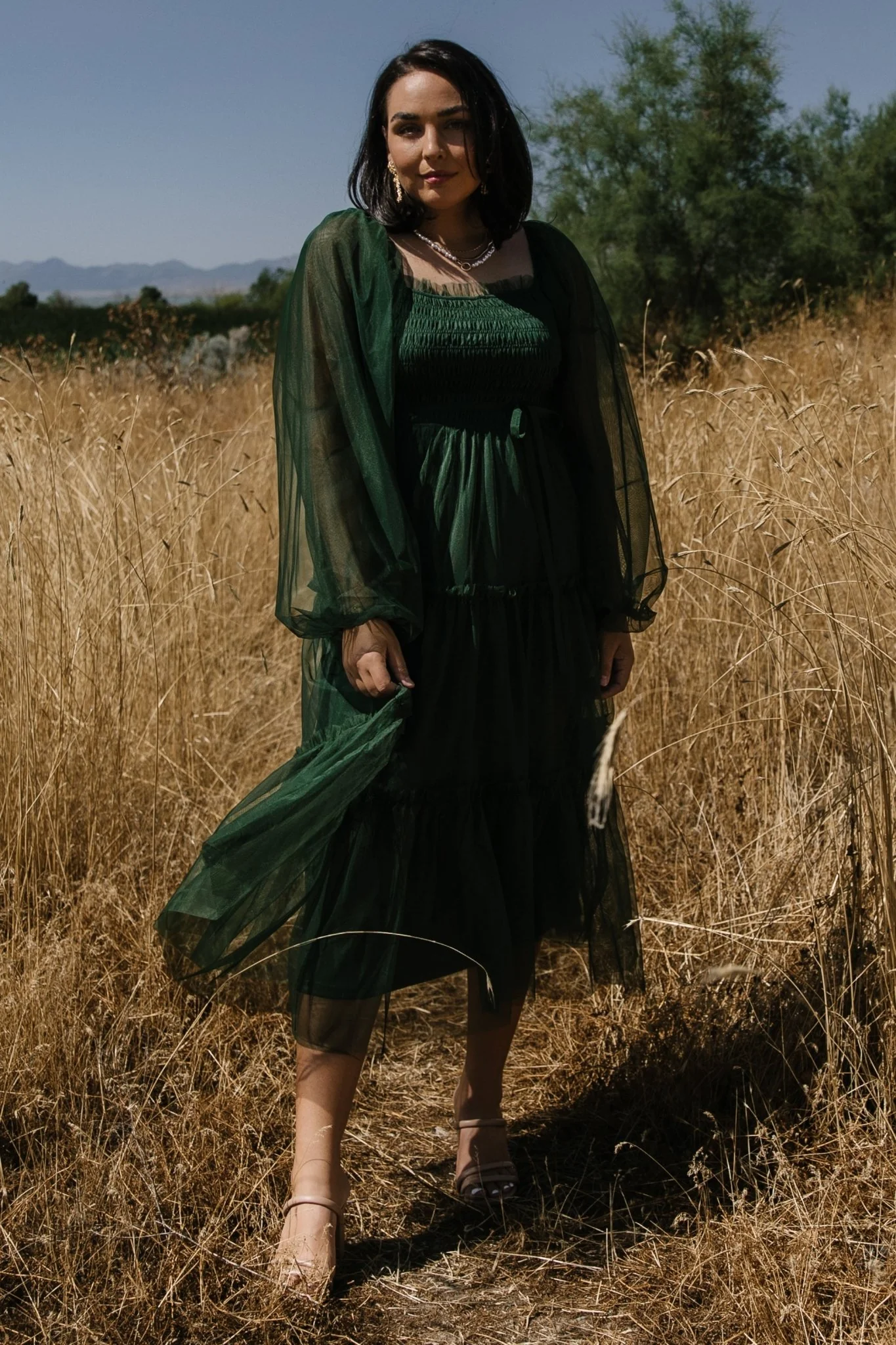 Katrina Tulle Maxi Dress | Dark Green