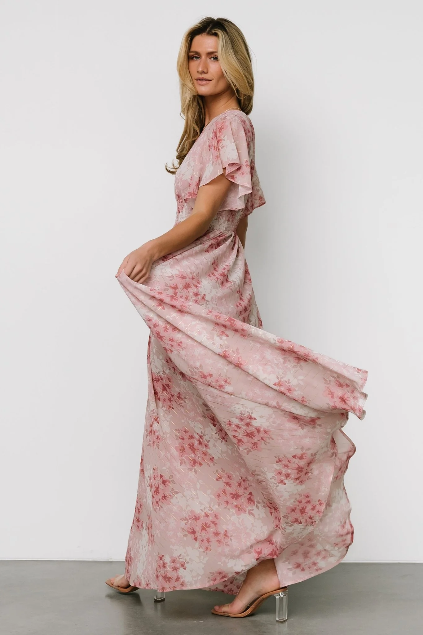 Lynlee Metallic Maxi Dress | Pink Multi