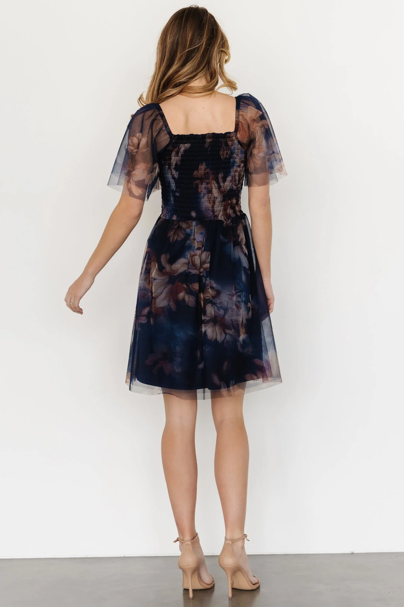 Tivoli Tulle Short Dress | Dark Blue Floral