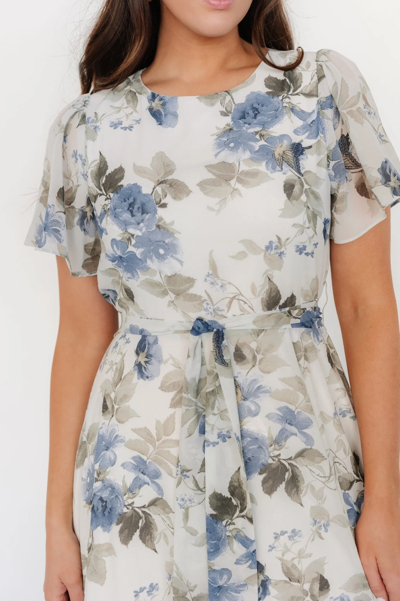 Naomi Short Sleeve Maxi Dress | Dusty Blue Floral