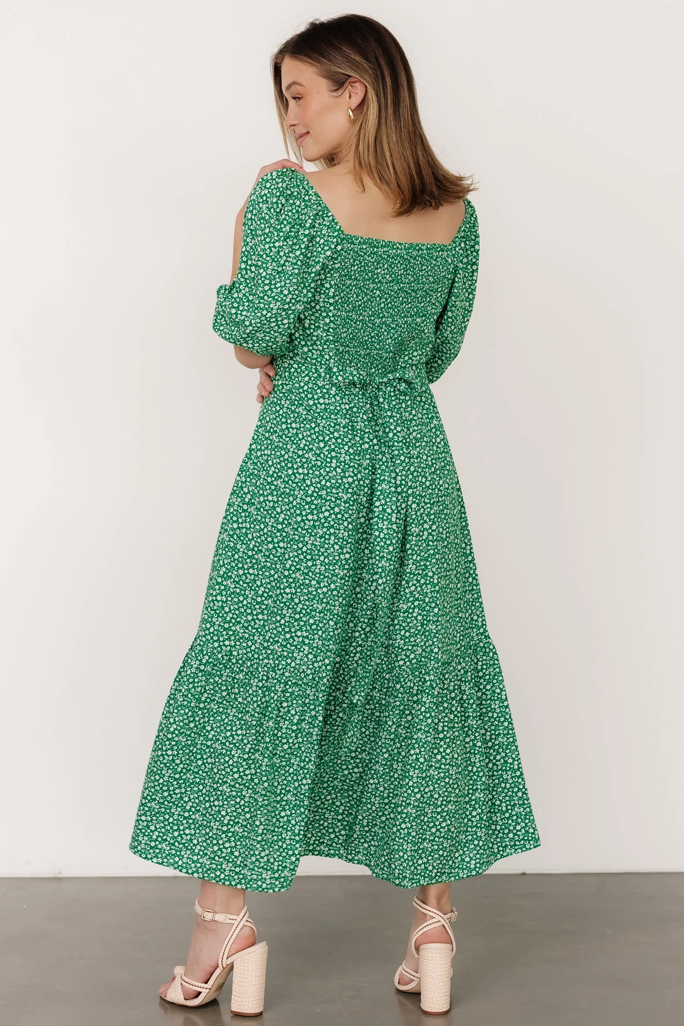 Elisabeth Button Dress | Green Floral