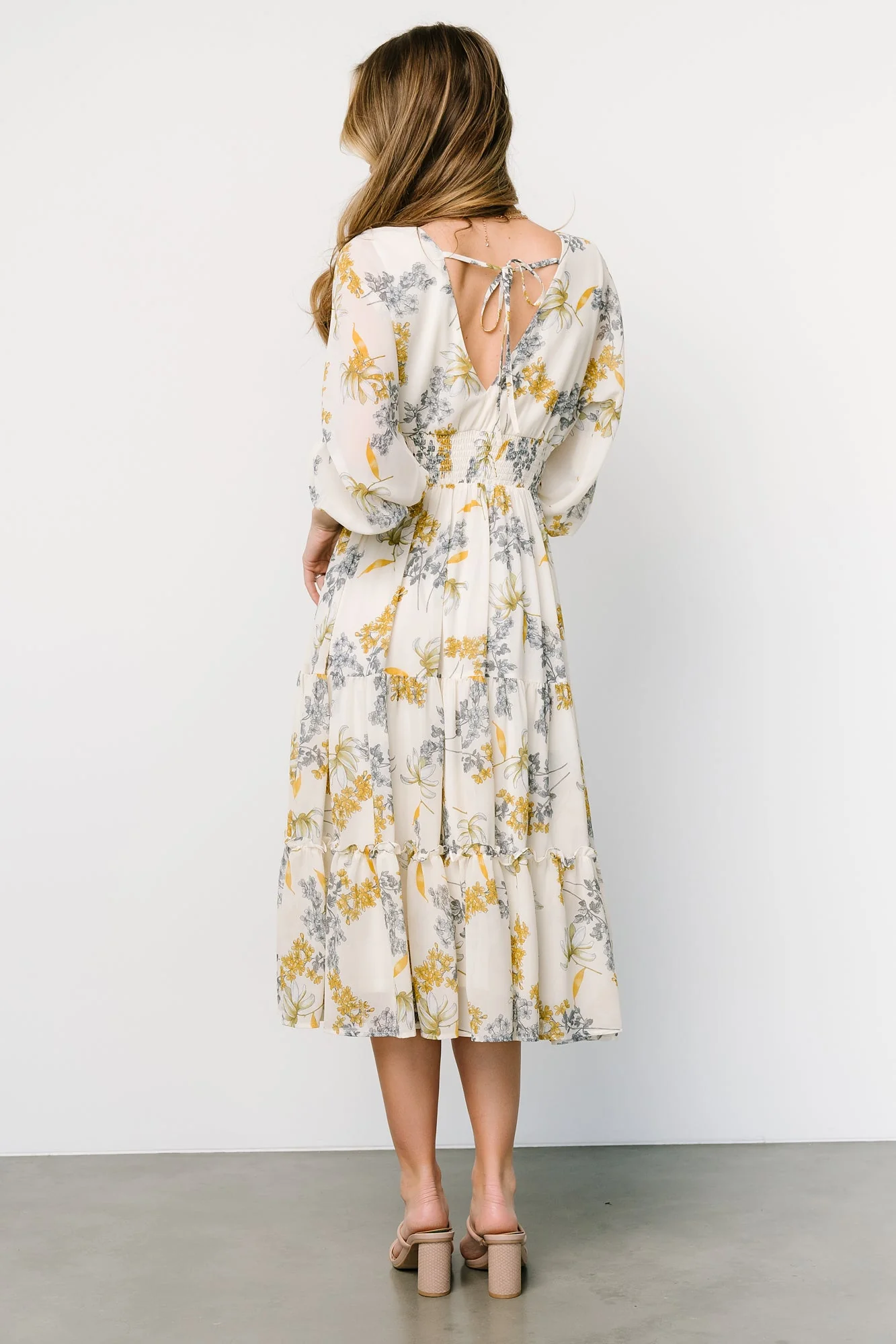 Coventry Tiered Midi Dress | Cream Floral