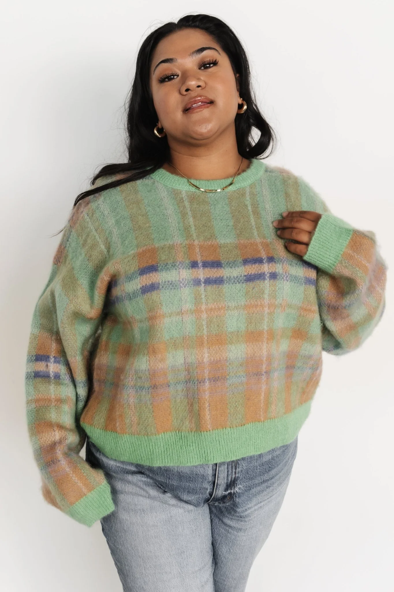 Brentridge Plaid Sweater | Green Multi
