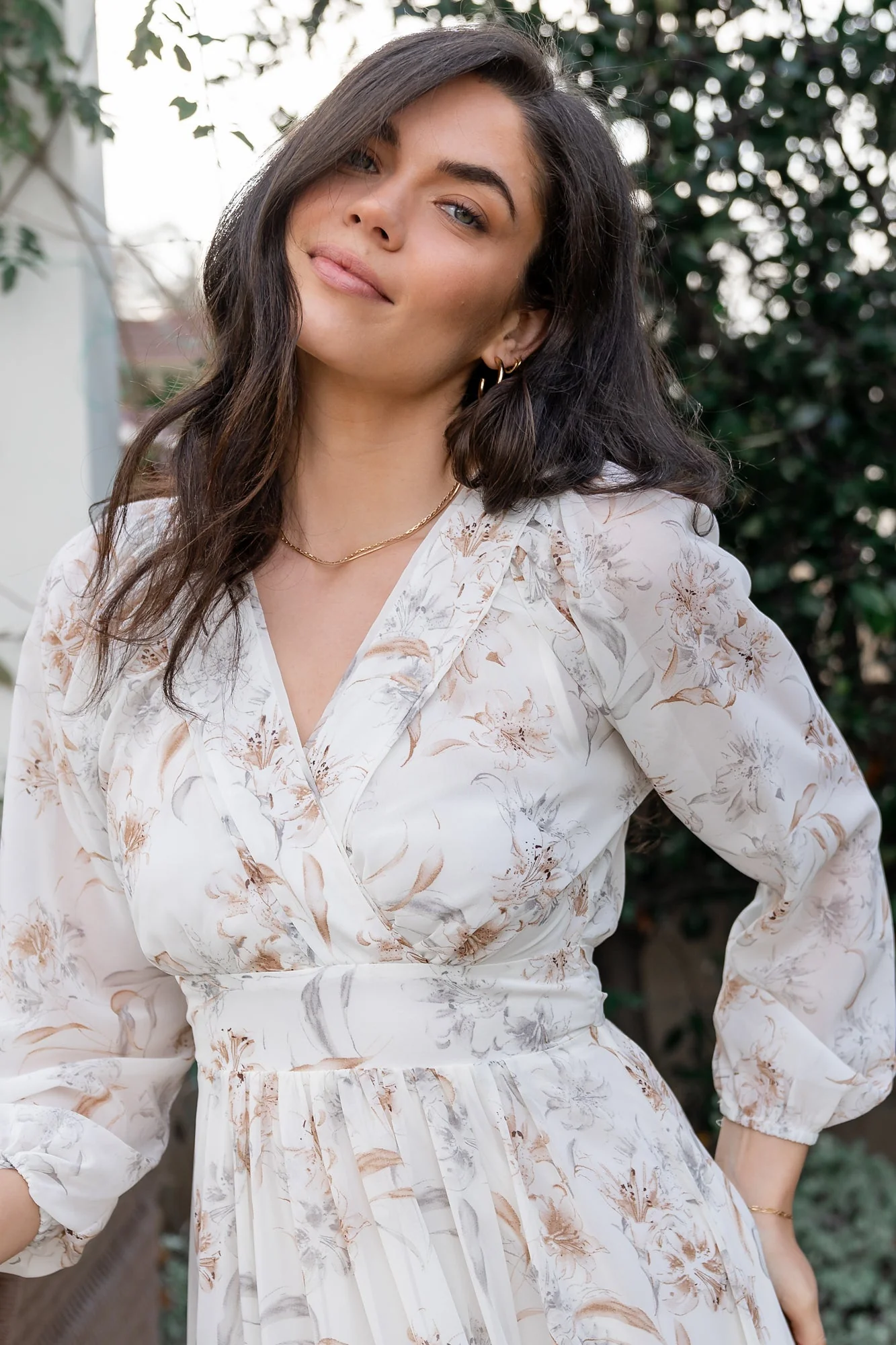 Raven Midi Dress | Off White Floral