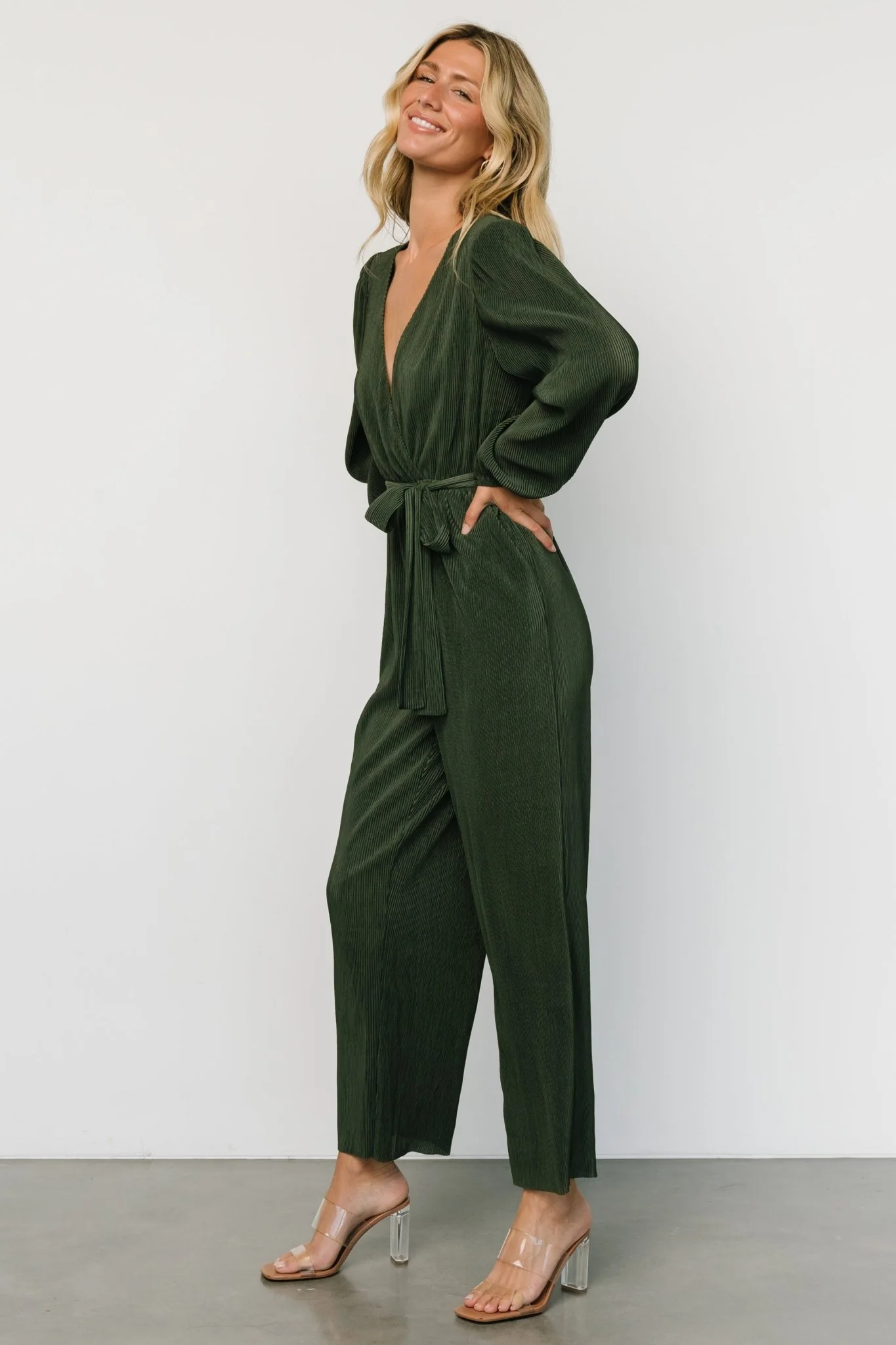 Croft Pleated Jumpsuit | Dark Olive