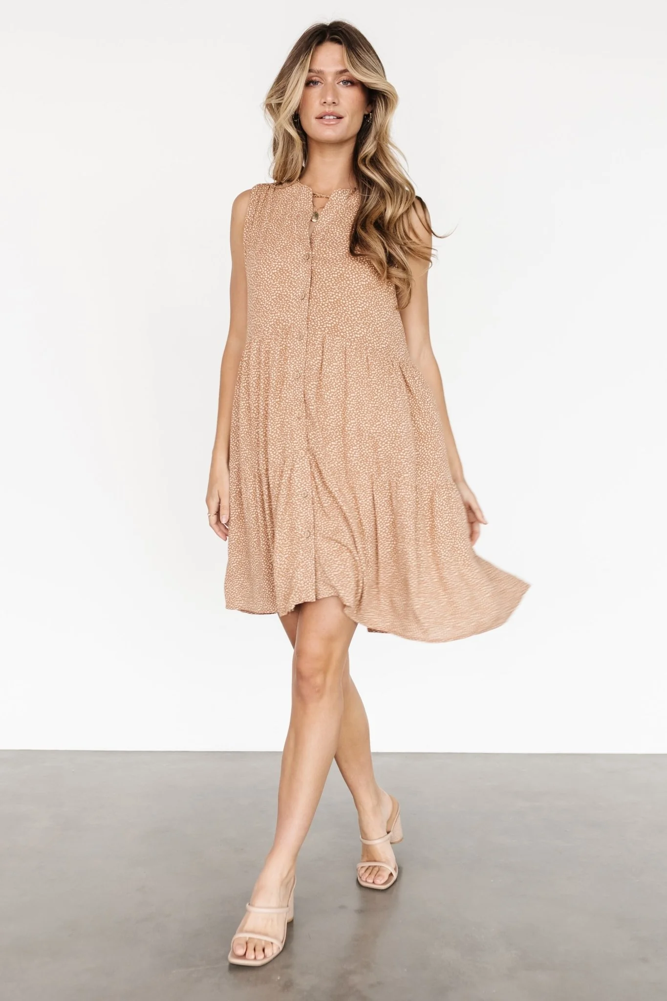 Malone Button Down Short Dress | Camel