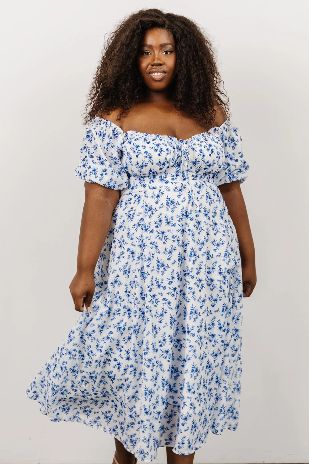 Gwen Smocked Midi Dress | Blue Floral