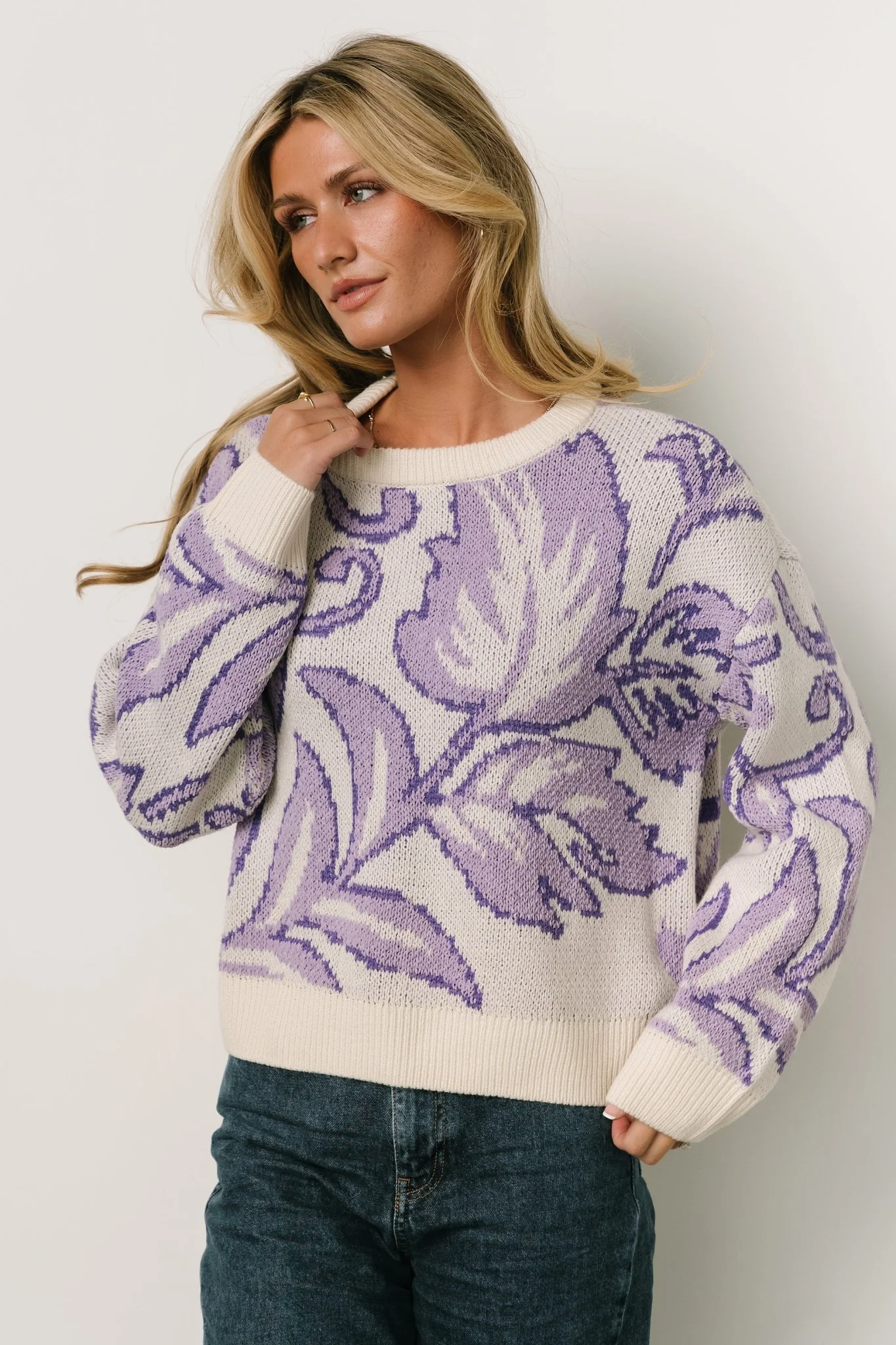 Livy Knit Sweater | Lilac Print
