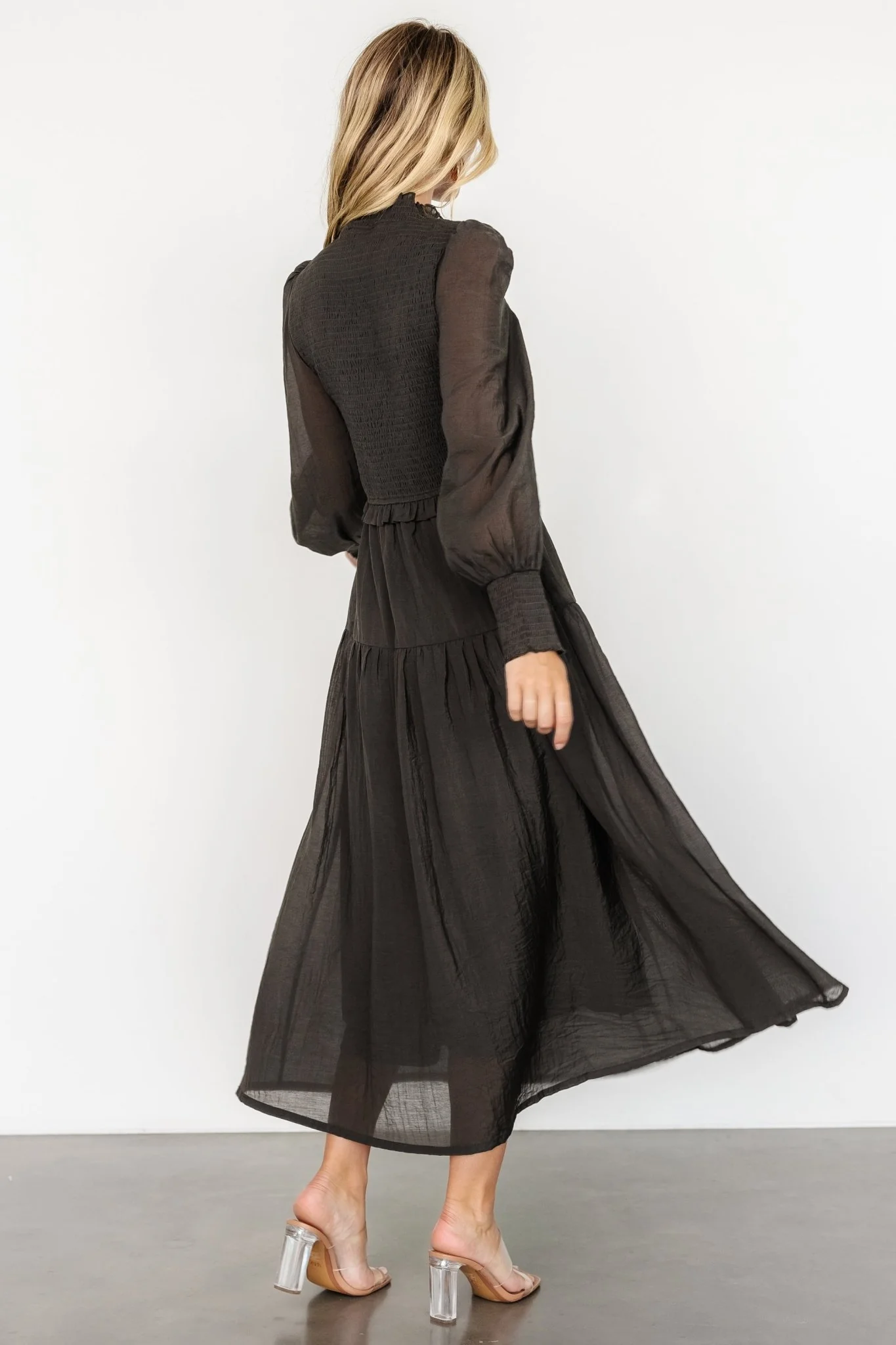 Daria Smocked Maxi Dress | Charcoal