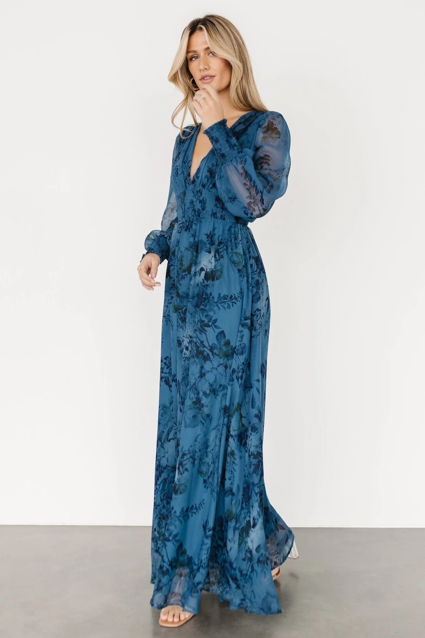 Olivia Maxi Dress | Deep Blue Floral