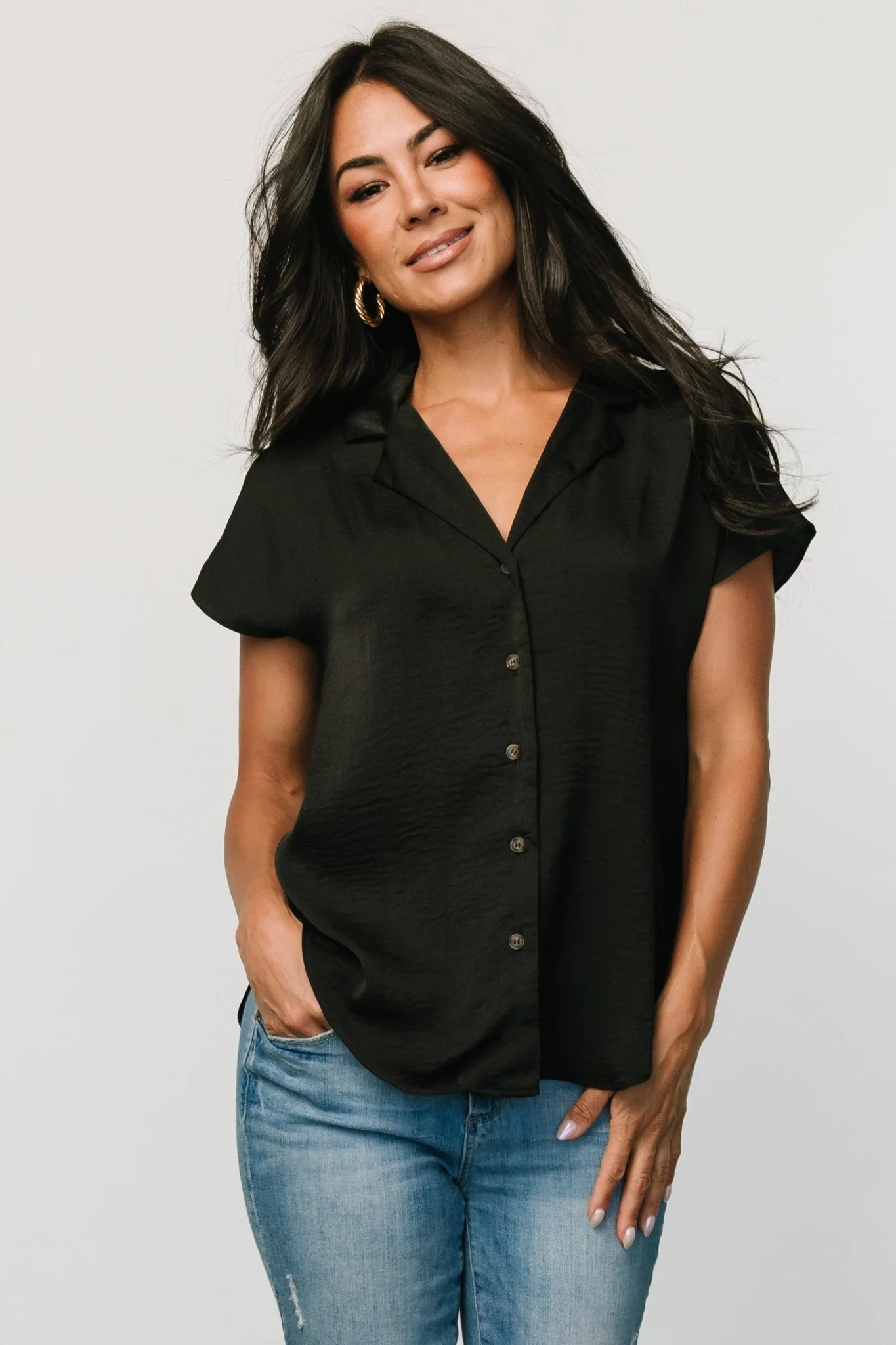 Corey Button Top | Black