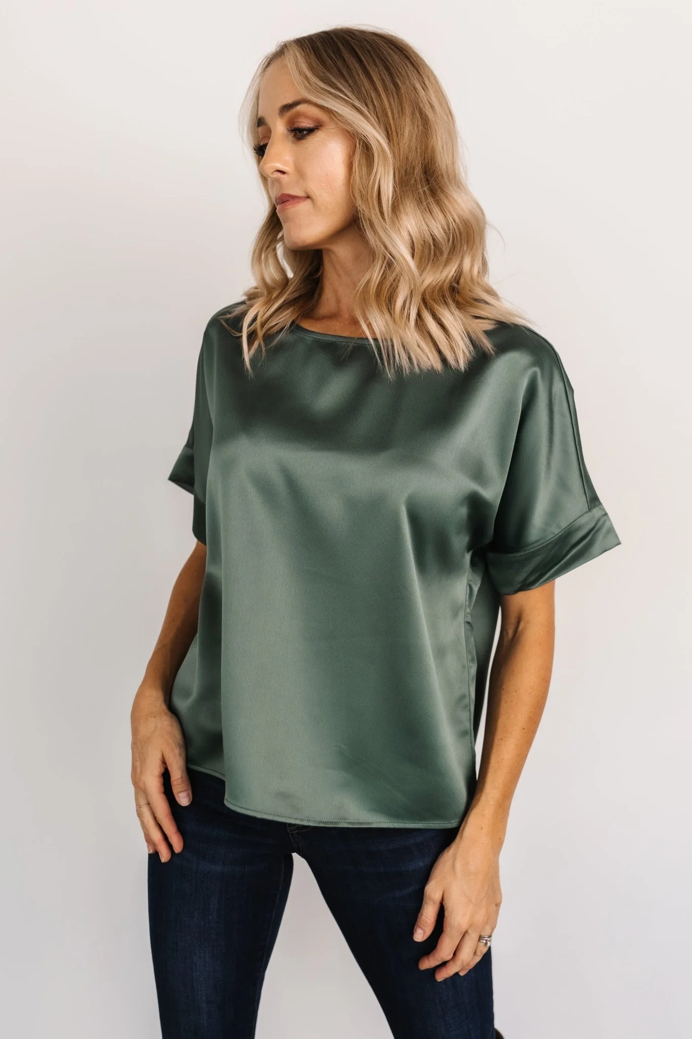 Rory Satin Top | Winter Green