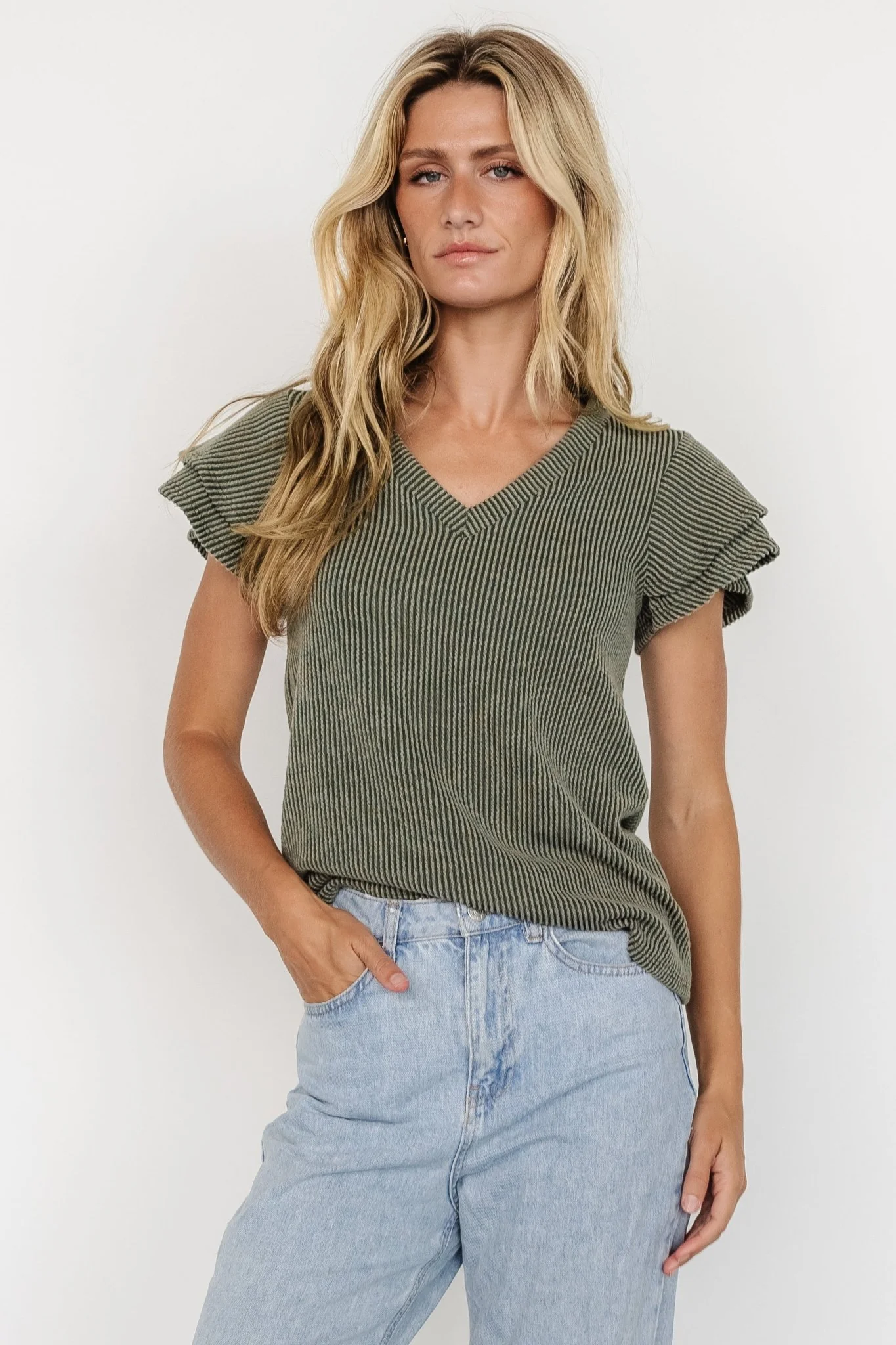 Lianna Ribbed Top | Olive
