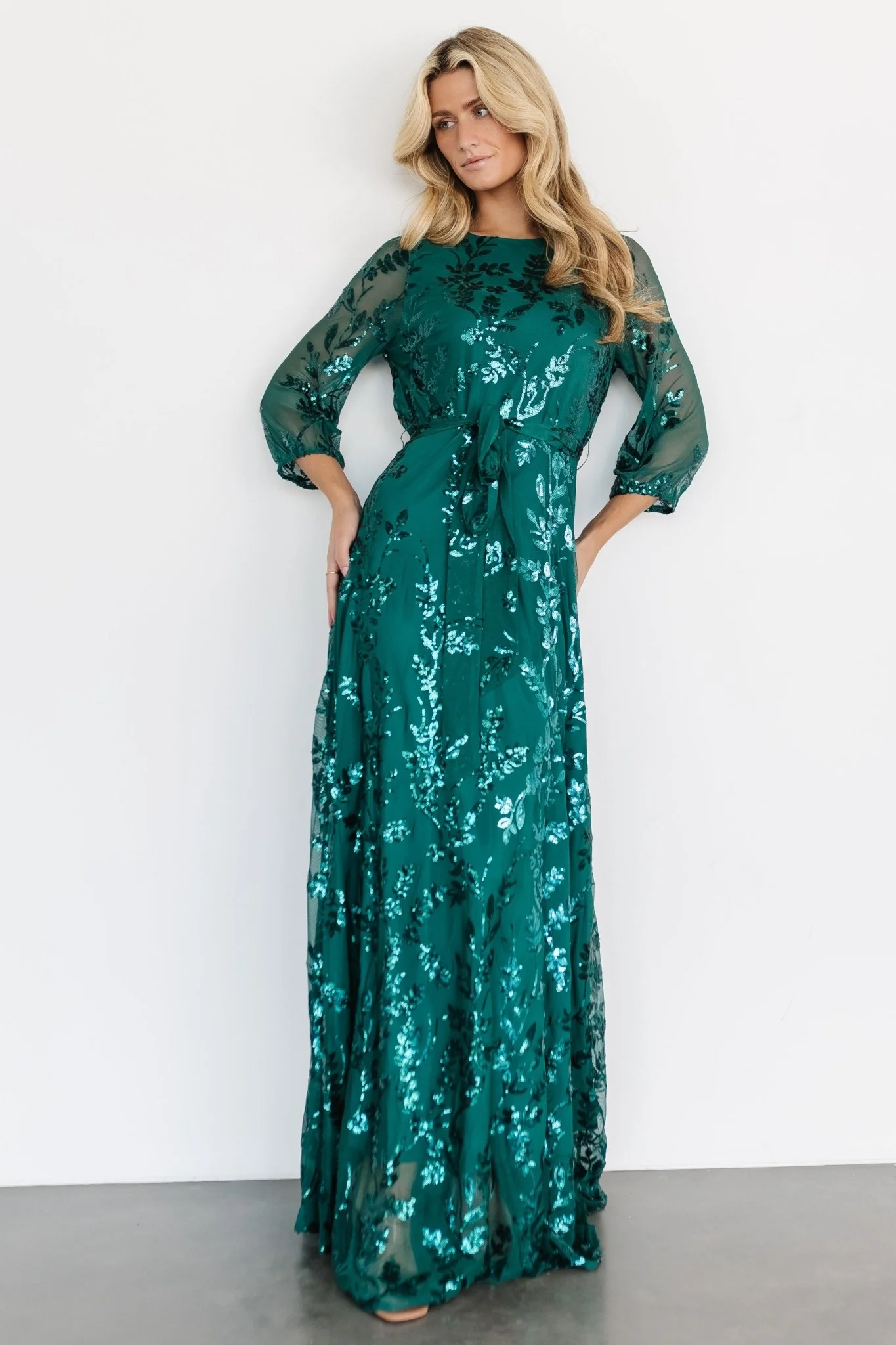 Destiny Sequin Maxi Dress | Emerald