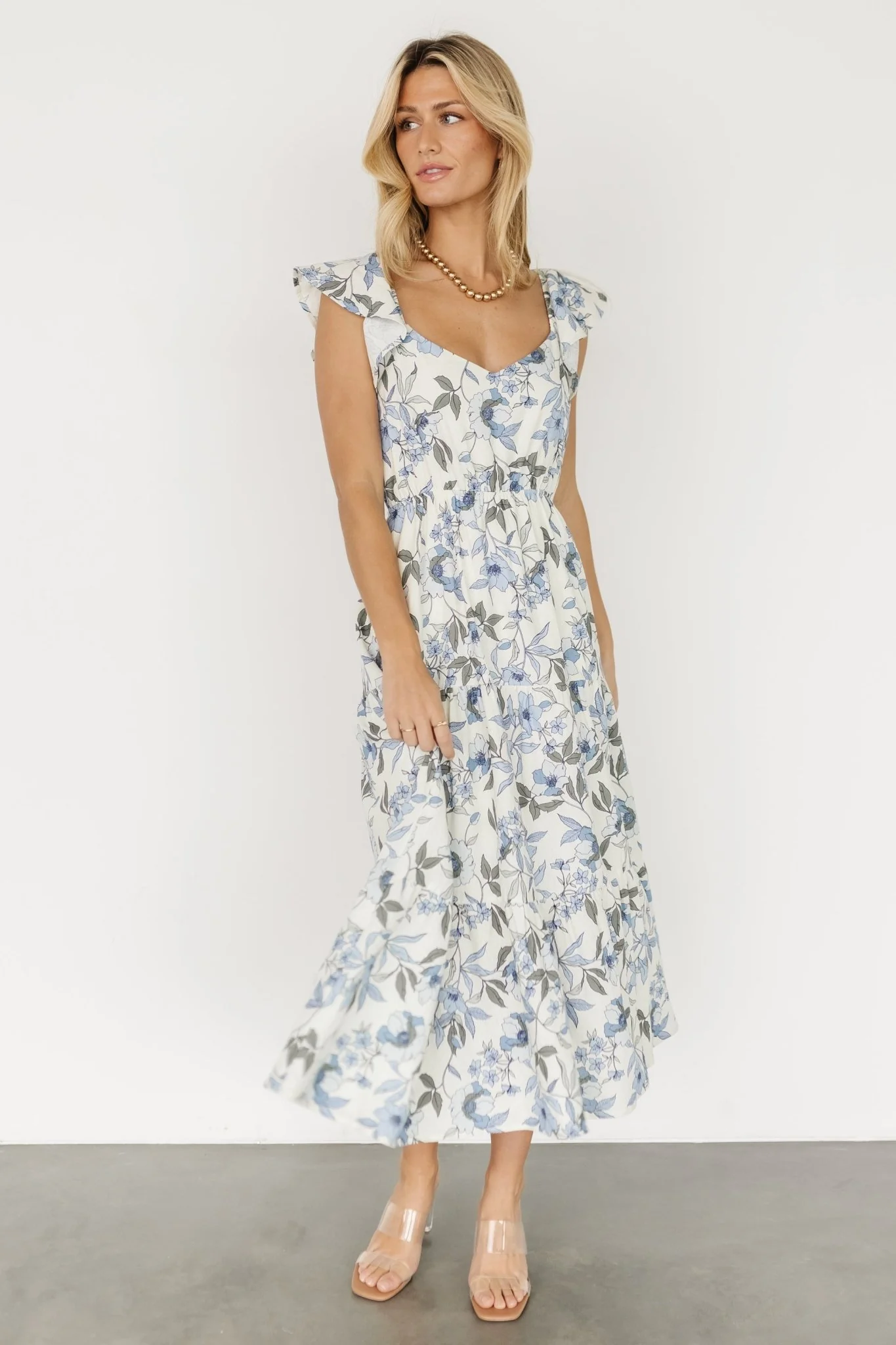 Sorrento Ruffle Dress | Blue Floral