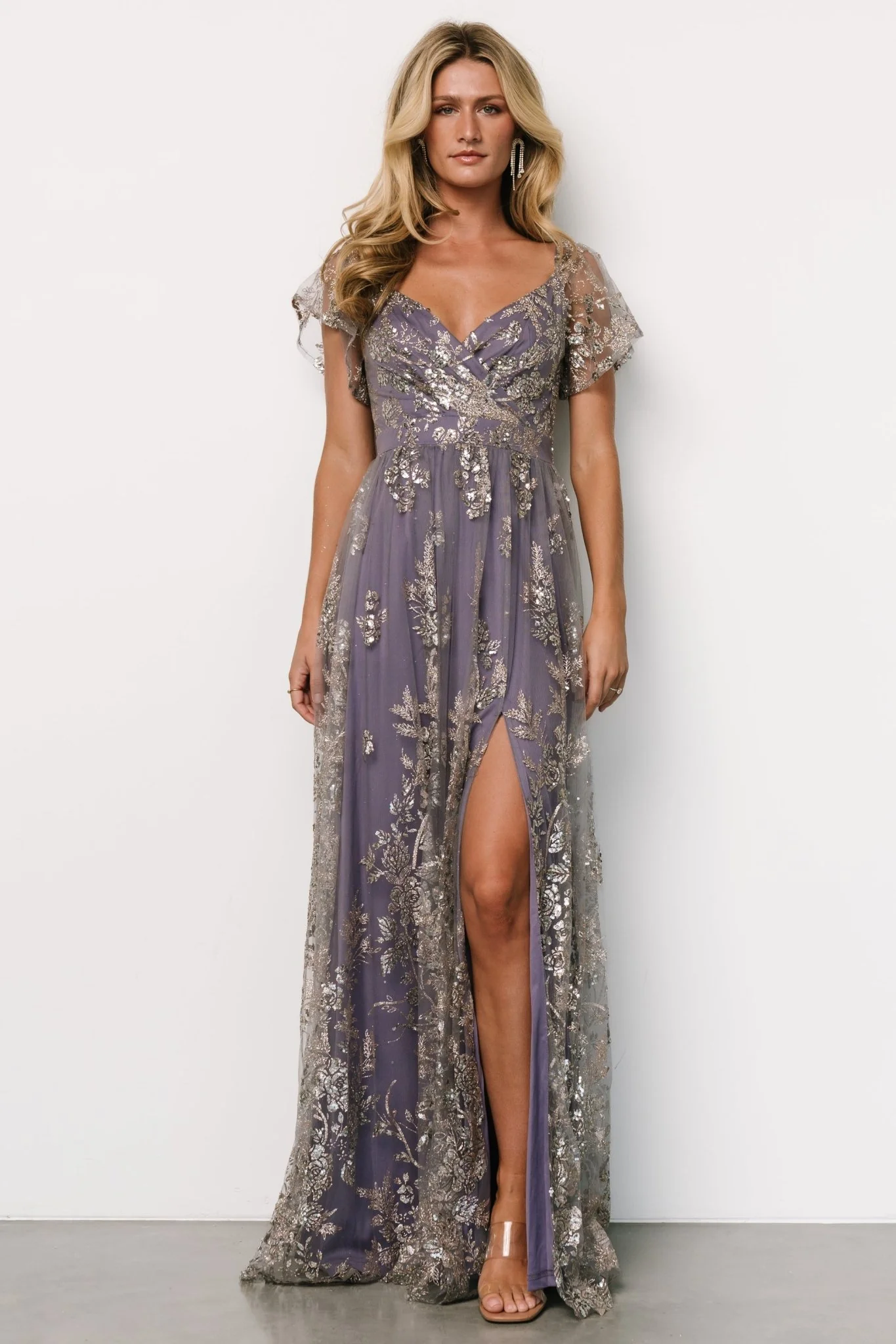 Corinne Shimmer Maxi Gown | Blue + Rose