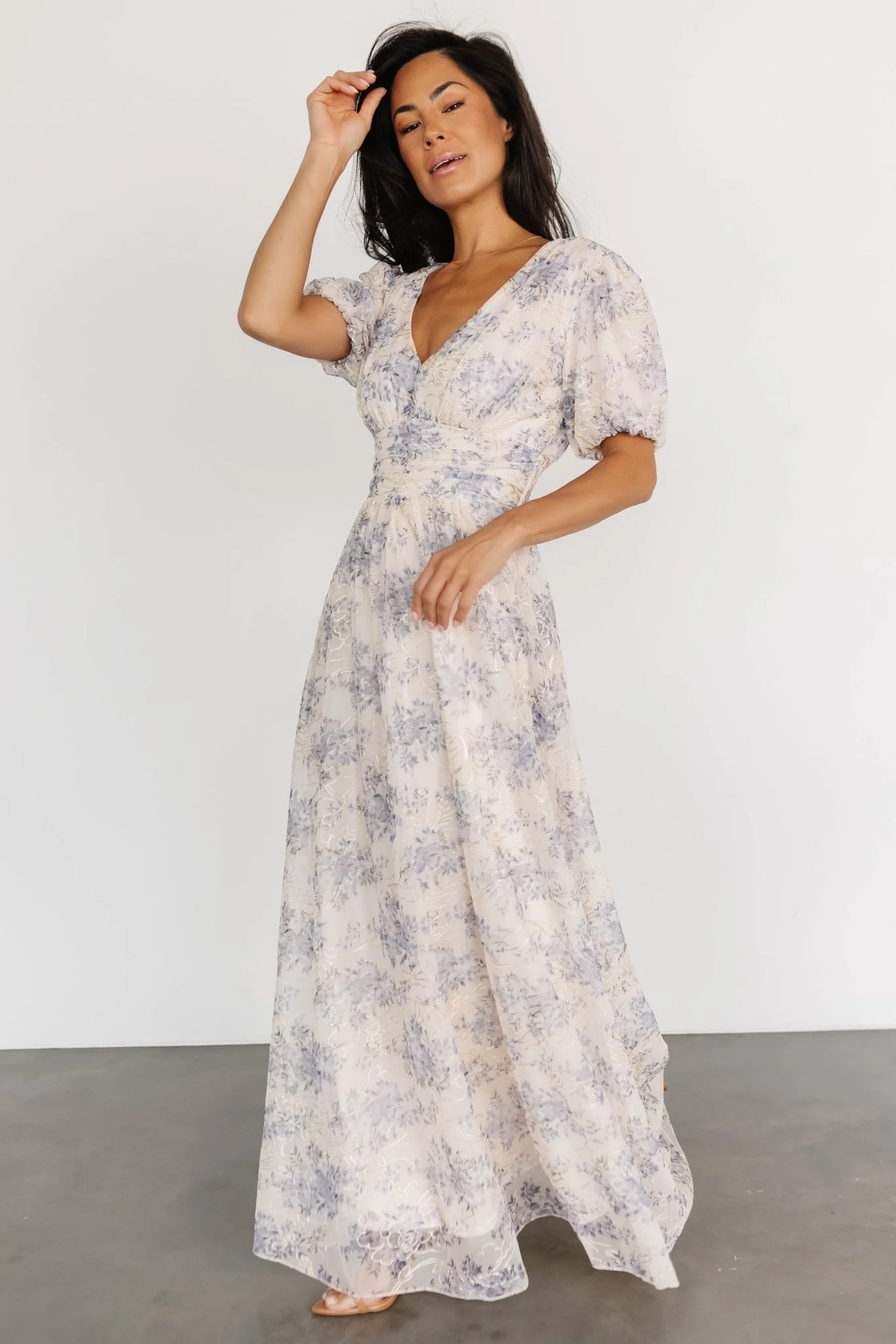 Ardley Maxi Dress | Cream + Blue