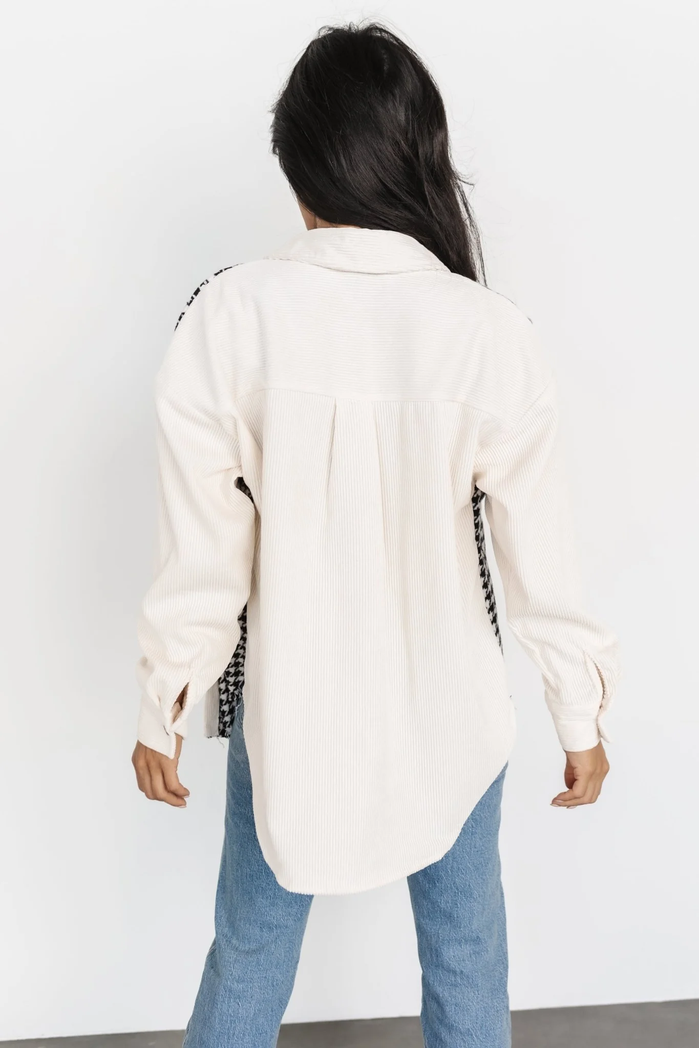 Montreal Houndstooth Shacket | Ivory + Black