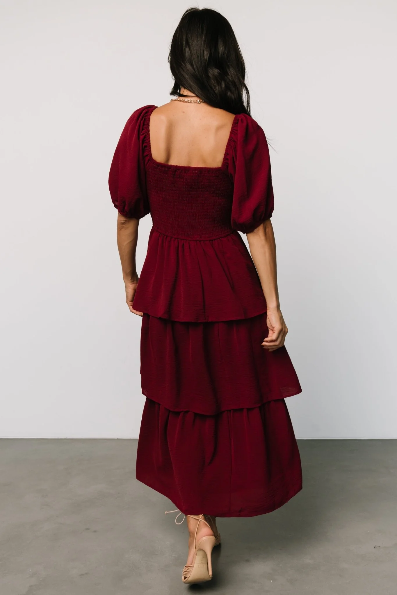 Ashbourne Tiered Dress | Burgundy