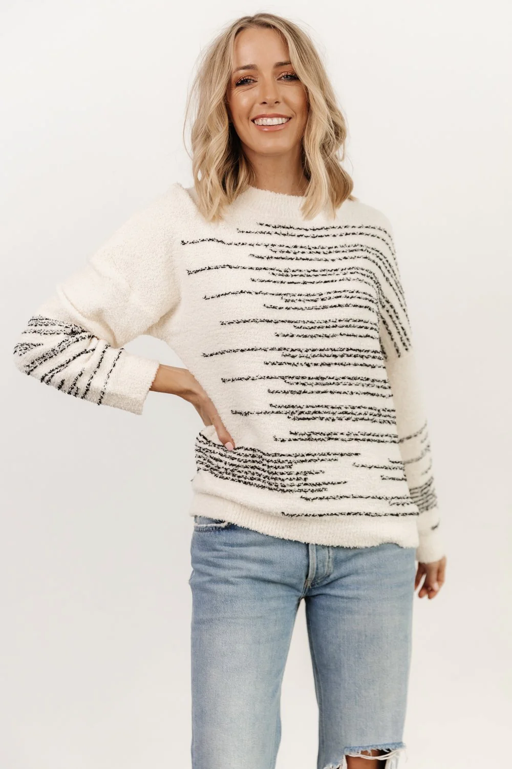 Jubes Geo Sweater | Black + Cream
