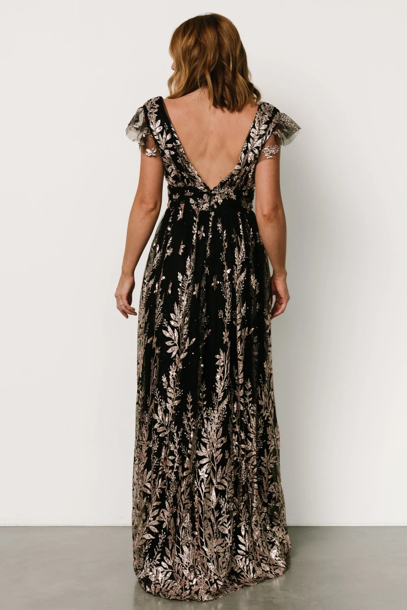 Karina Shimmer Gown | Black + Rose Gold