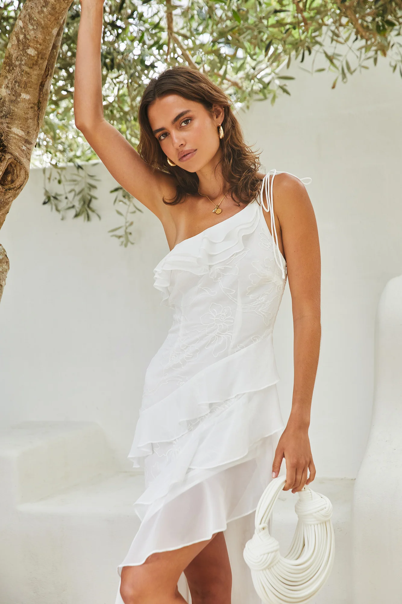 Ocean Melody Midi Dress White