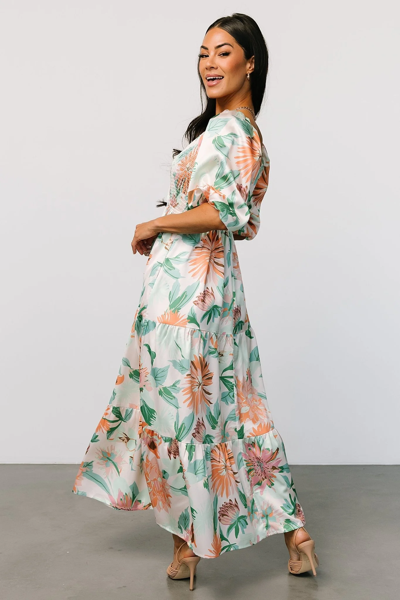 Lina Satin Dress | Multi Print