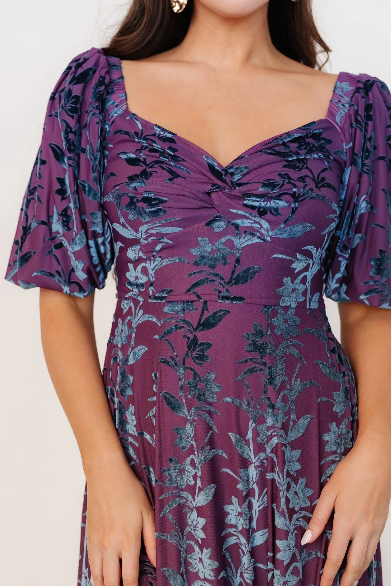 Westbrook Velvet Dress | Plum + Blue Floral