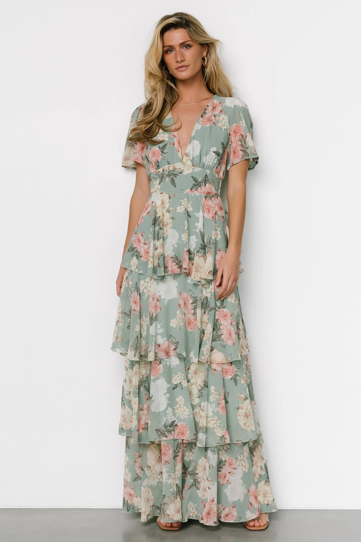 Montaigne Ruffle Maxi Dress | Sage Floral