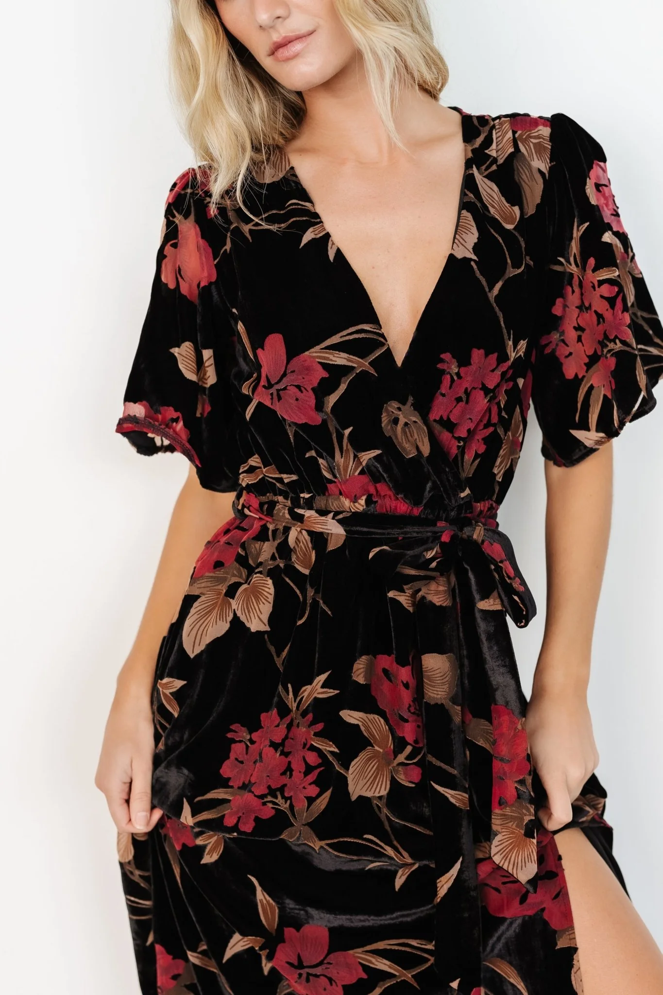 Uma Velvet Maxi Dress | Merlot + Black Floral