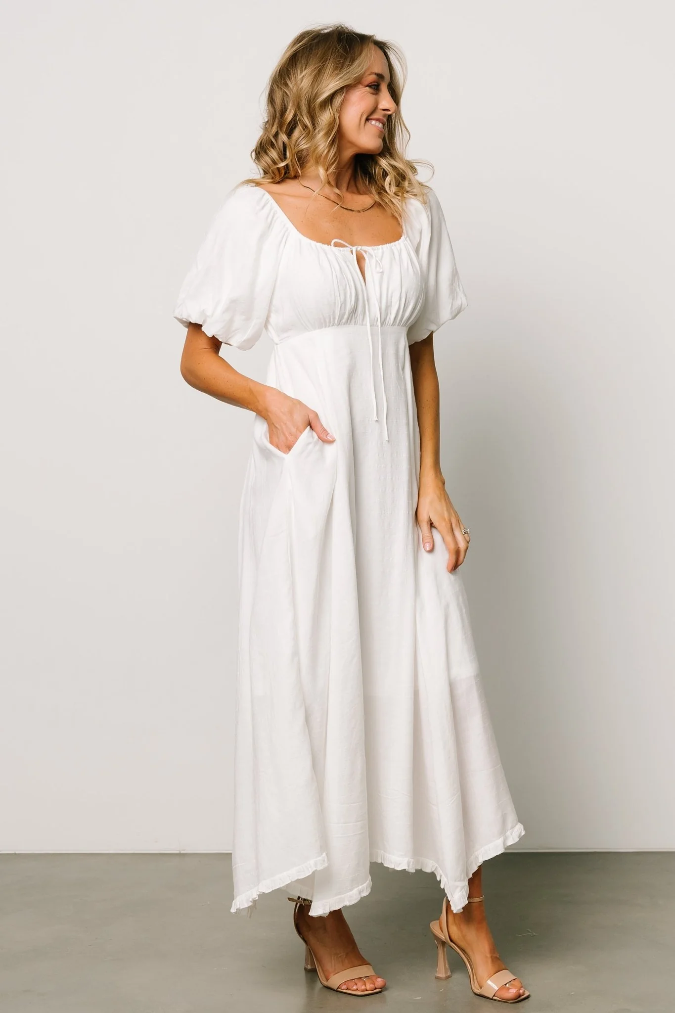Meredee Puff Sleeve Dress | Off White