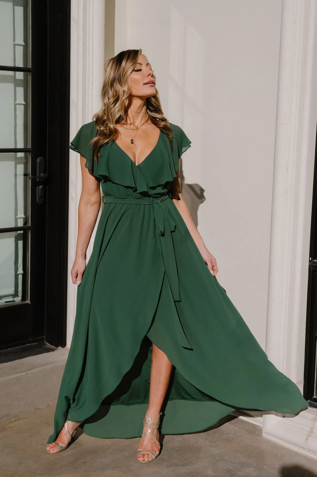 Katya Ruffle Maxi Dress | Evergreen