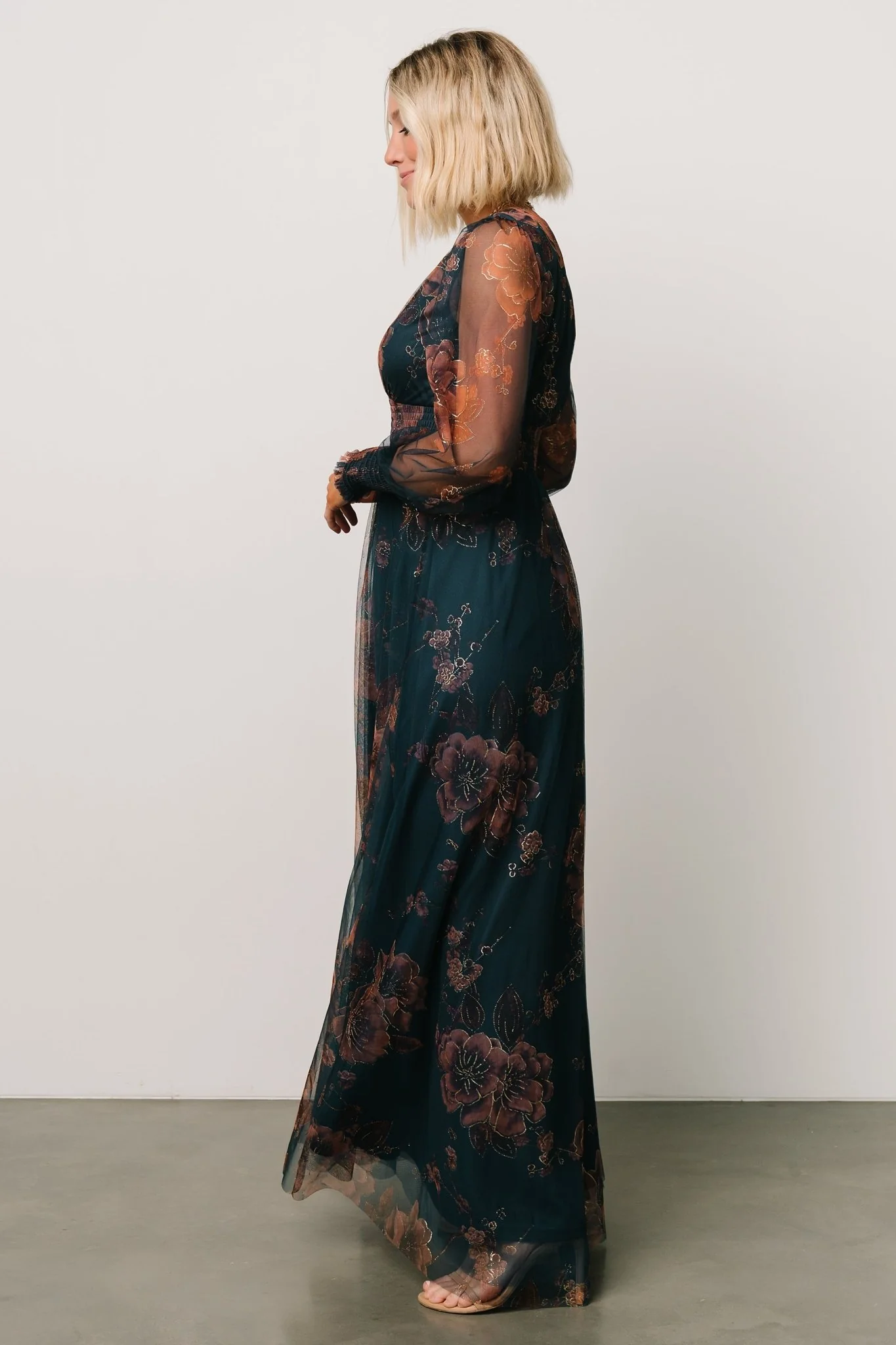 Layla Tulle Maxi Dress | Copper + Blue Metallic