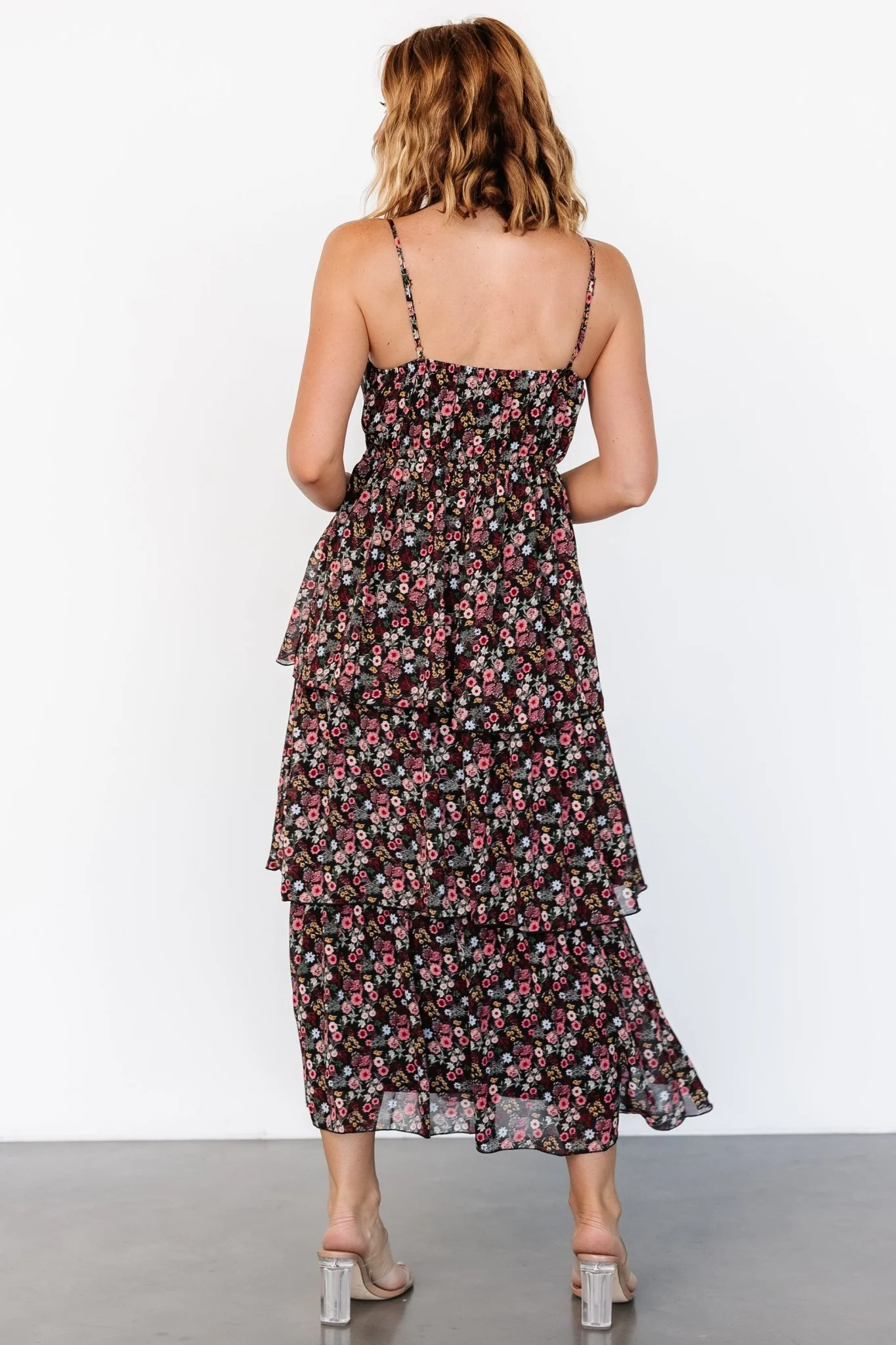 Caprice Tiered Dress | Black Floral