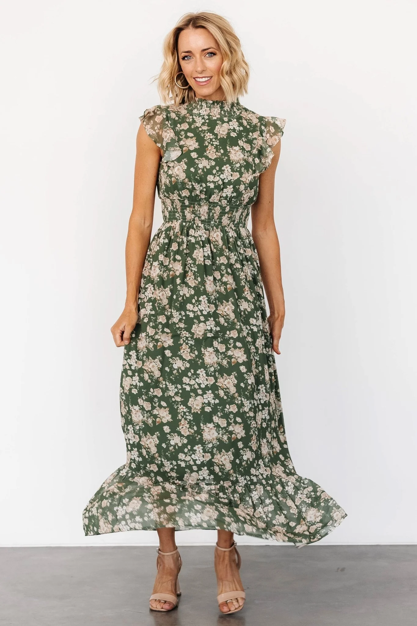 Kearny Ruffle Maxi Dress | Olive Floral