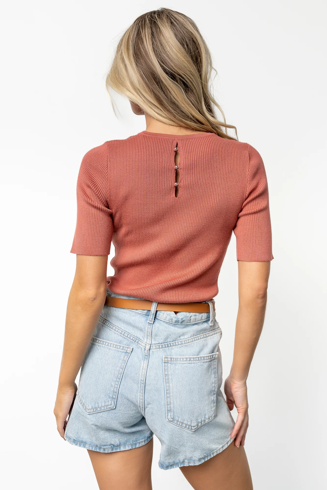 Chiara Ribbed Top | Brick