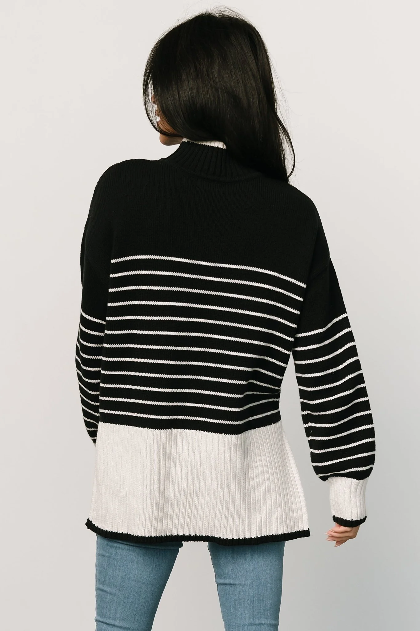 Benedict Stripe Knit Sweater | Black + Cream